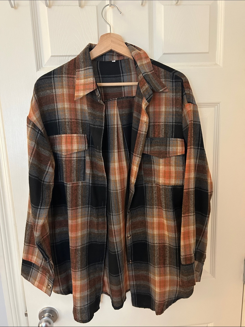Women's Plaid Shirt Jacket in Black & Brown